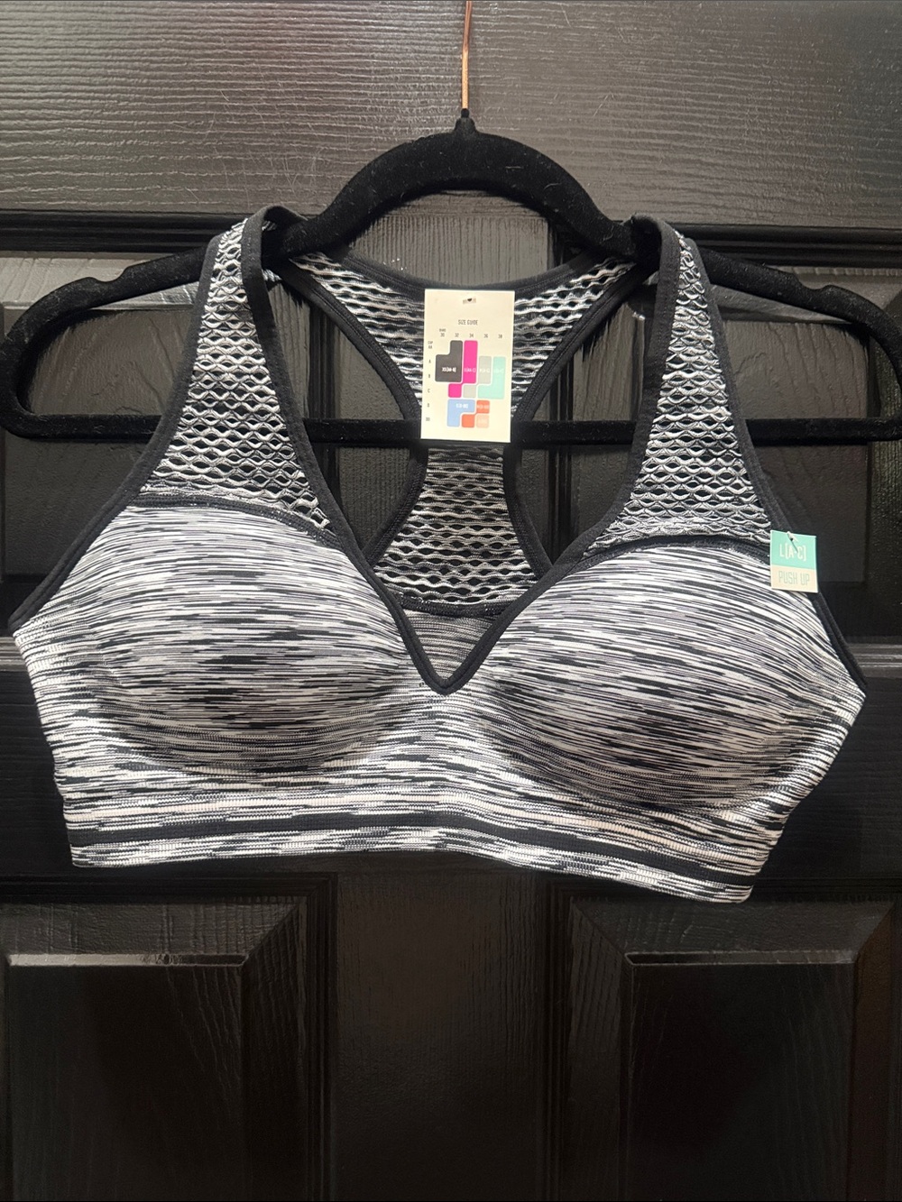 Push-Up Racerback Sports Bra - Black & Grey